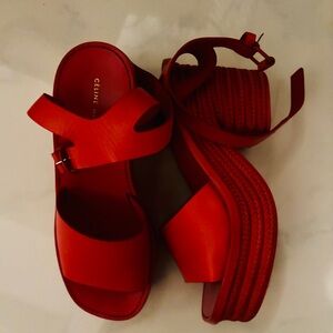 Red Leather Sandals by Celine 39